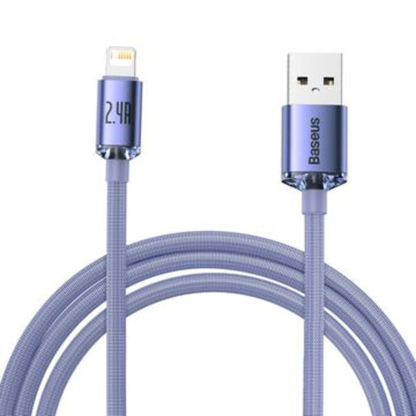 Baseus Crystal Shine USB-A / Lightning-kabel - 2m - Lila Lila