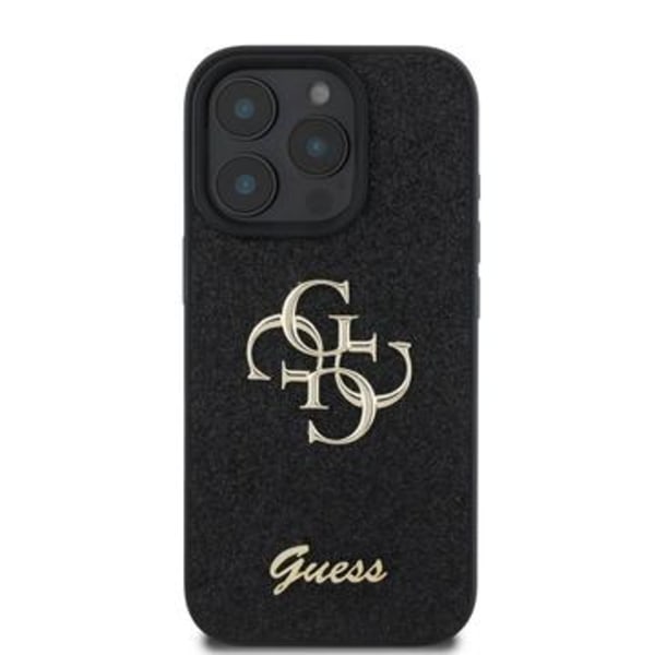 iPhone 16 Pro Max Guess Fixed Glitter 4G Metal Logo Skal - Svart Svart