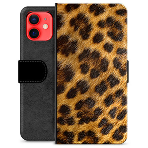 iPhone 12 mini Premium Plånboksfodral - Leopard Animerad