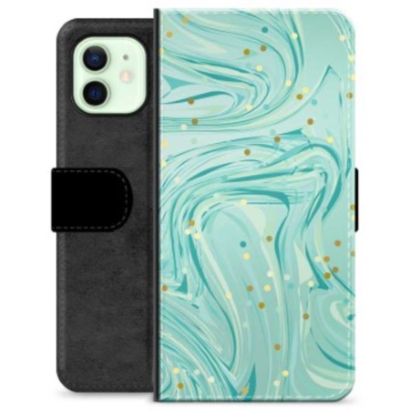iPhone 12 Premium Plånboksfodral - Grön Mynta Grön