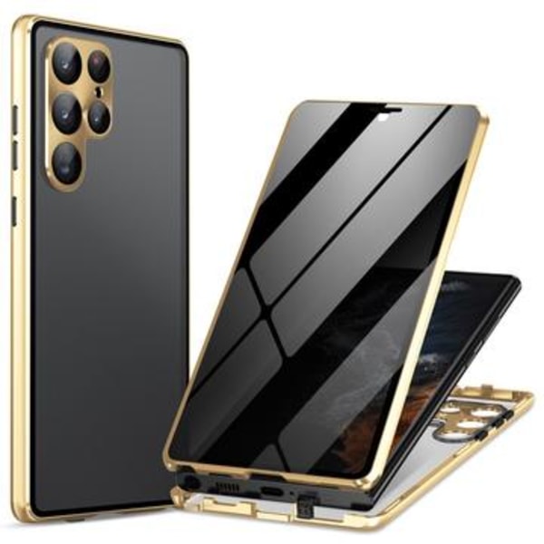 Samsung Galaxy S24 Ultra Magnetiskt Skal med Härdat Glas -... Guld