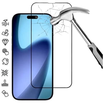 iPhone 17 Pro Max Heltäckande skärmskydd i härdat glas -... Svart