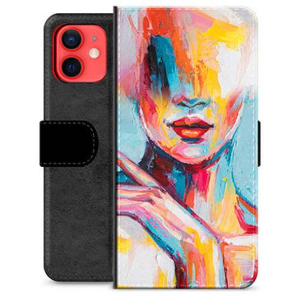 iPhone 12 mini Premium Plånboksfodral - Abstrakt Porträtt Animerad