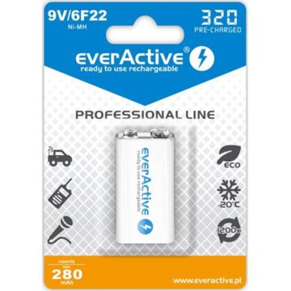 EverActive Professional Line EVHRL22-320 Uppladdningsbart 9V-...