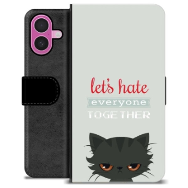 iPhone 16 Plus Premium Plånboksfodral - Arg Katt Animerad