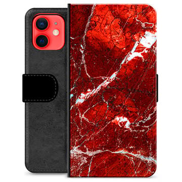 iPhone 12 mini Premium Plånboksfodral - Räd Marmor Röd