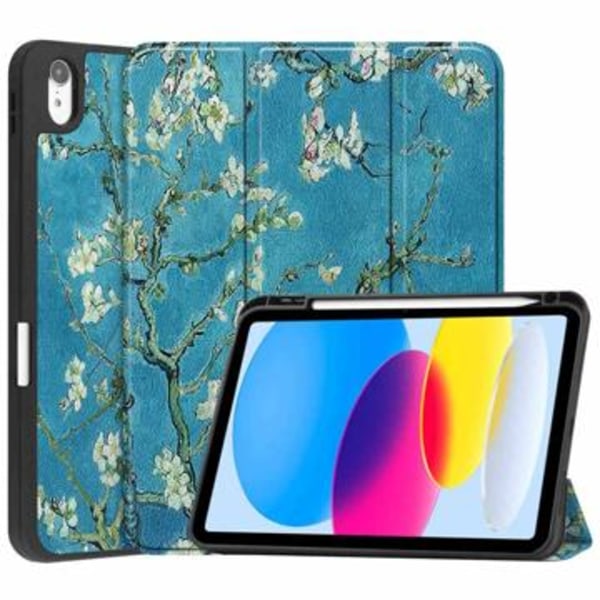 Tri-Fold Series iPad (2022) Smart Foliofodral - Vita Blommor Gul