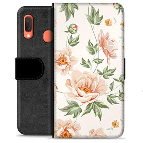 Samsung Galaxy A20e Premium Plånboksfodral - Blommig Animerad