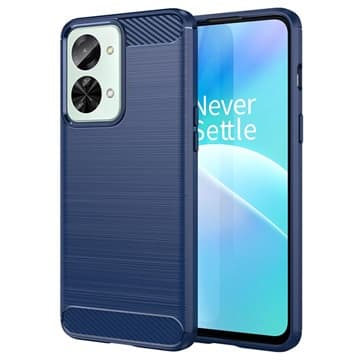 OnePlus Nord 2T Borstat TPU-skal - Kolfiber - Blå Blå