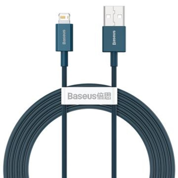 Baseus Superior Series Lightning Kabel - 2m - Blå Vit