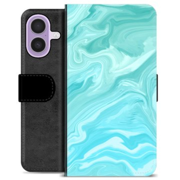 iPhone 17 Premium Plånboksfodral - Blå Marmor Animerad
