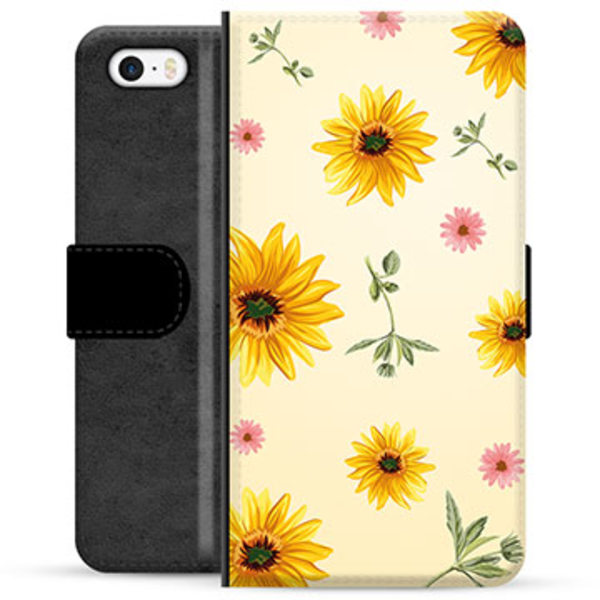 iPhone 5/5S/SE Premium Plånboksfodral - Solrosor Animerad