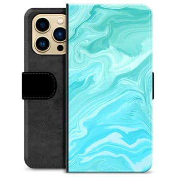 iPhone 13 Pro Max Premium Plånboksfodral - Blå Marmor Blå