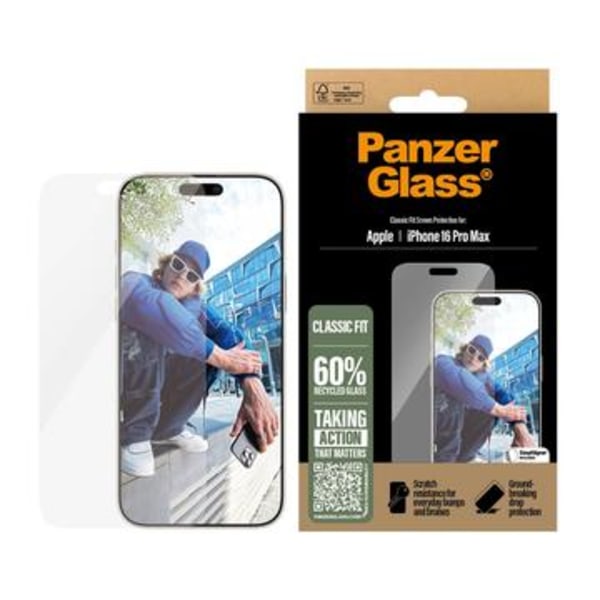 iPhone 16 Pro Max PanzerGlass Classic Fit Skärmskydd - 9H Genomskinlig