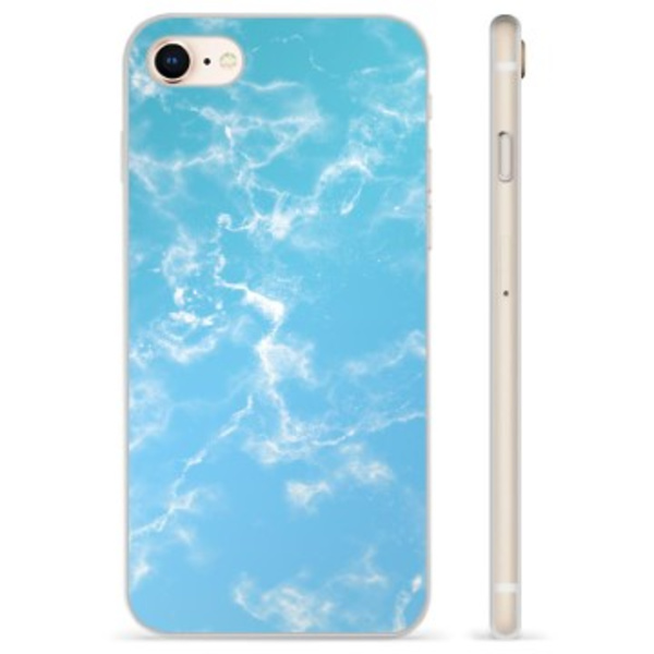 iPhone 7/8/SE (2020)/SE (2022) TPU-Skal  - Blå Marmor Blå