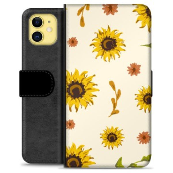 iPhone 11 Premium Plånboksfodral - Solrosor Animerad