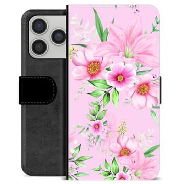 iPhone 17 Pro Premium Plånboksfodral - Vattenfärg Blommor Animerad