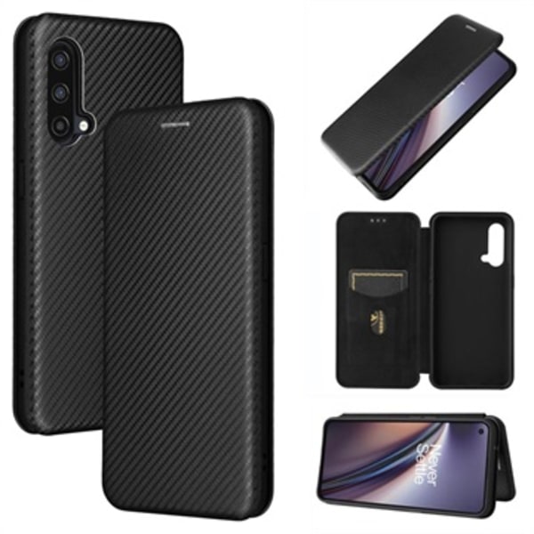 OnePlus Nord CE 5G Flipfodral - Kolfiber - Svart Svart