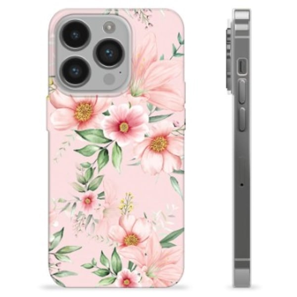 iPhone 14 Pro TPU-Skal - Vattenfärg Blommor Animerad