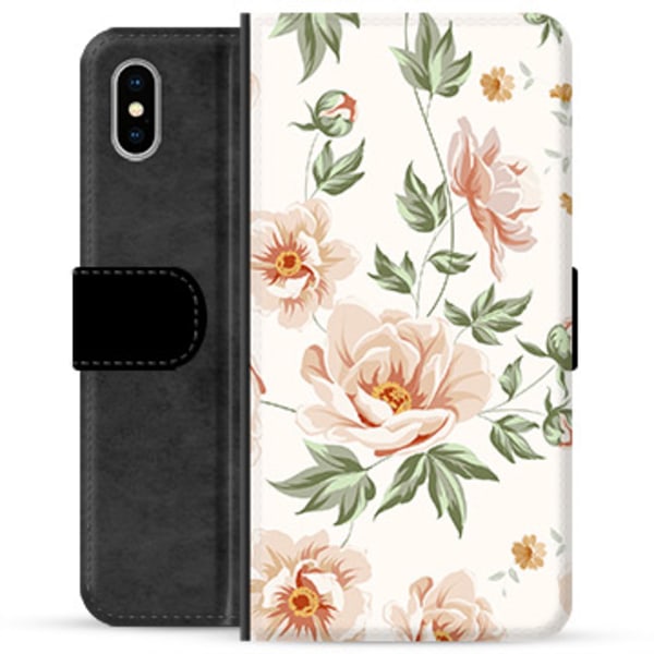 iPhone X / iPhone XS Premium Plånboksfodral - Blommig Animerad