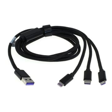 OTB 3-i-1-laddningskabel - Lightning, USB-C, MicroUSB - 1m -... Svart