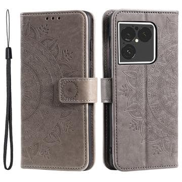 Sony Xperia 1 VIII Mandala plånboksfodral med handledsrem -... Grå