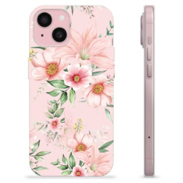 iPhone 15 TPU-Skal - Vattenfärg Blommor Animerad