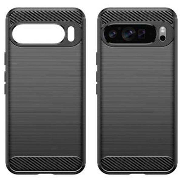 Google Pixel 9 Pro XL Borstat TPU Skal - Kolfiber - Svart Svart