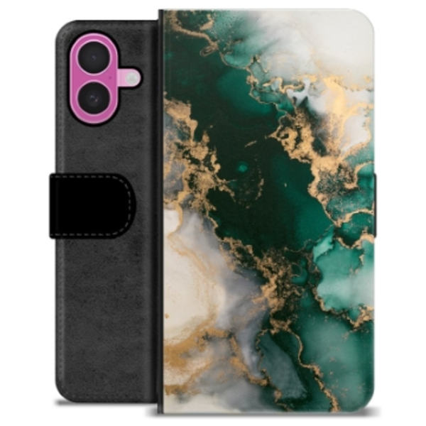 iPhone 16 Plus Premium Plånboksfodral - Jade Marmor Animerad