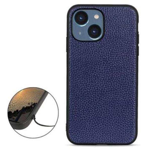 Elegant iPhone 14 Plus Läder Skal - Blå Blå