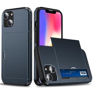 iPhone 14 Hybridskal med Skjutkortplats - Mörkblå Blå
