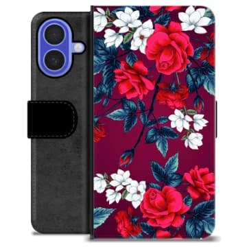 iPhone 16 Premium Plånboksfodral - Vintage Blommor Animerad