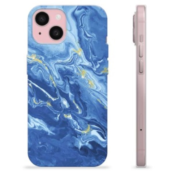 iPhone 15 TPU-Skal - Färgrik Marmor Färgrik