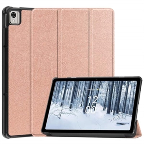 Tri-Fold Series Nokia T21 Smart Foliofodral - Roséguld Guld