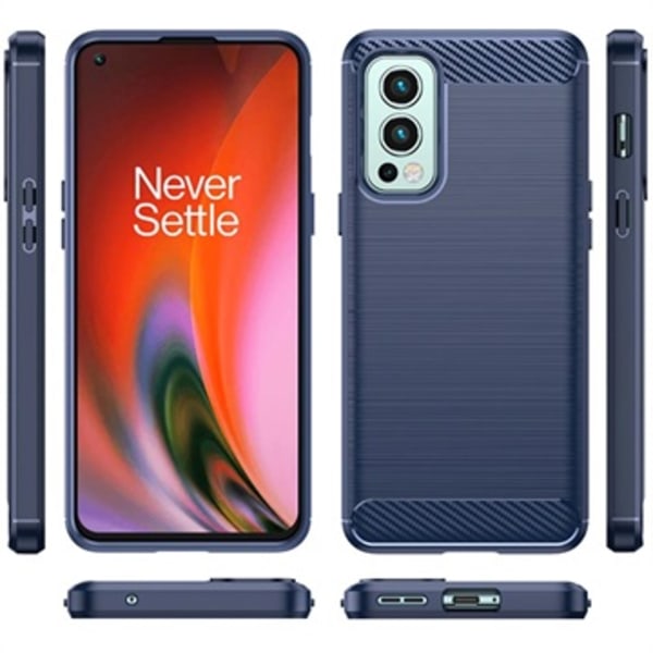 OnePlus Nord 2 5G Borstat TPU Skal - Kolfiber - Blå Blå