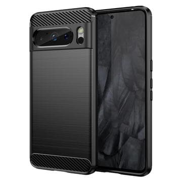 Google Pixel 8 Pro Borstat TPU Skal - Kolfiber - Svart Svart