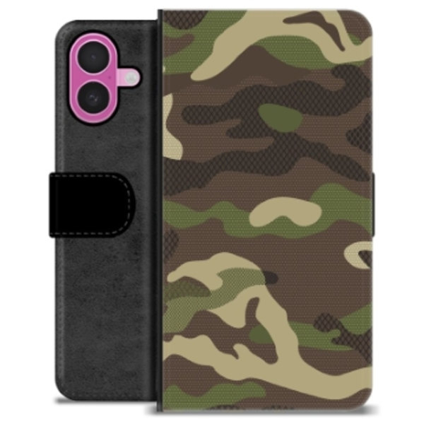 iPhone 16 Plus Premium Plånboksfodral - Kamouflage Animerad