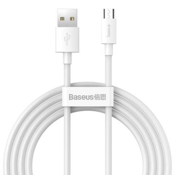 Baseus Simple Wisdom USB-A / MicroUSB-kabel - 1.5m, 2 St. - Vit Vit