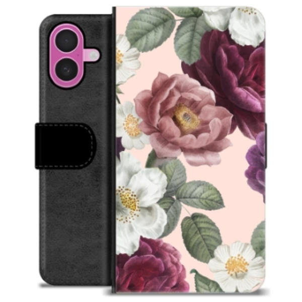 iPhone 16 Plus Premium Plånboksfodral - Romantiska Blommor Animerad
