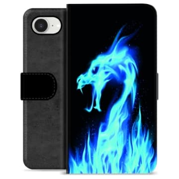 iPhone 16e Premium Plånboksfodral - Blå Elddrake Animerad