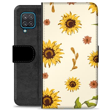 Samsung Galaxy A12 Premium Plånboksfodral - Solrosor Animerad