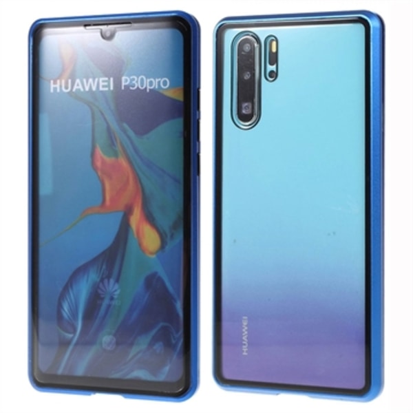 Huawei P30 Pro Magnetisk Skal med Härdat Glas - Blå Blå