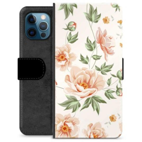 iPhone 12 Pro Premium Plånboksfodral - Blommig Animerad
