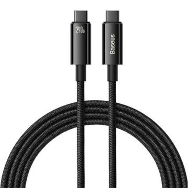 Baseus Tungsten Gold USB-C / USB-C-kabel - 2m, 240W - Svart Svart