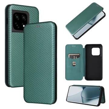 OnePlus 10 Pro Flipfodral - Kolfiber - Grön Grön