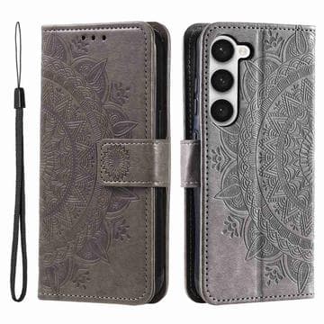 Samsung Galaxy S23 5G Mandala Series Plånboksfodral - Grå Grå