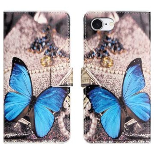 iPhone 16e Style Series Plånboksfodral - Blå Fjäril Animerad