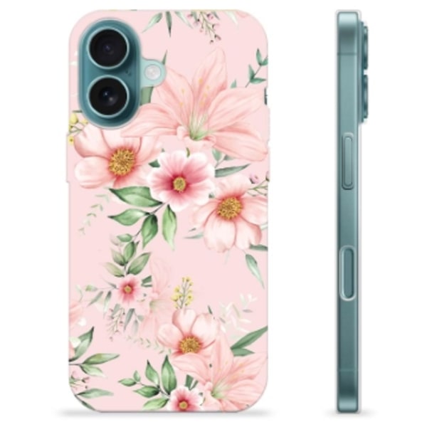 iPhone 16 TPU-Skal - Vattenfärg Blommor Animerad