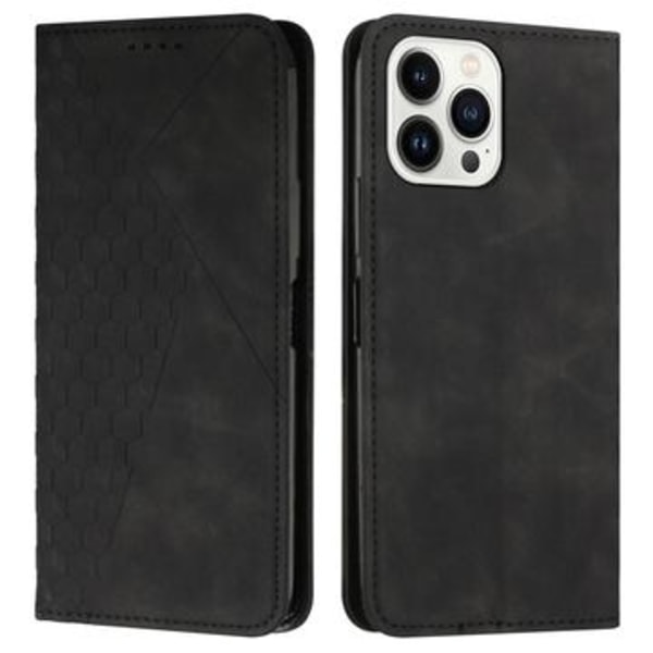 iPhone 16 Pro Max Rhombusmönster Plånboksfodral med... Svart