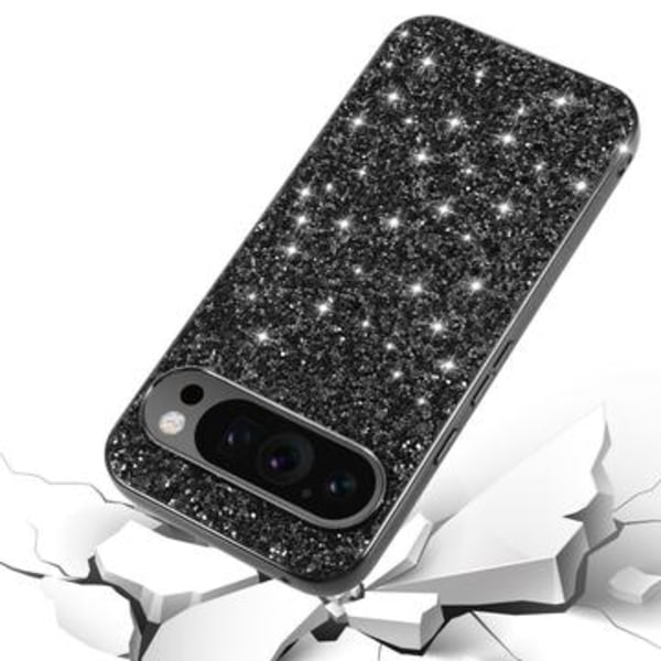 Google Pixel 9/9 Pro Glitter Series Hybrid Skal - Svart Svart